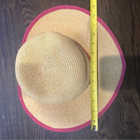 Sun N Sand French Laundry Wide Brim Backless Paper Braid With Fuchsia Ribbon Hat - Picture 8 of 8